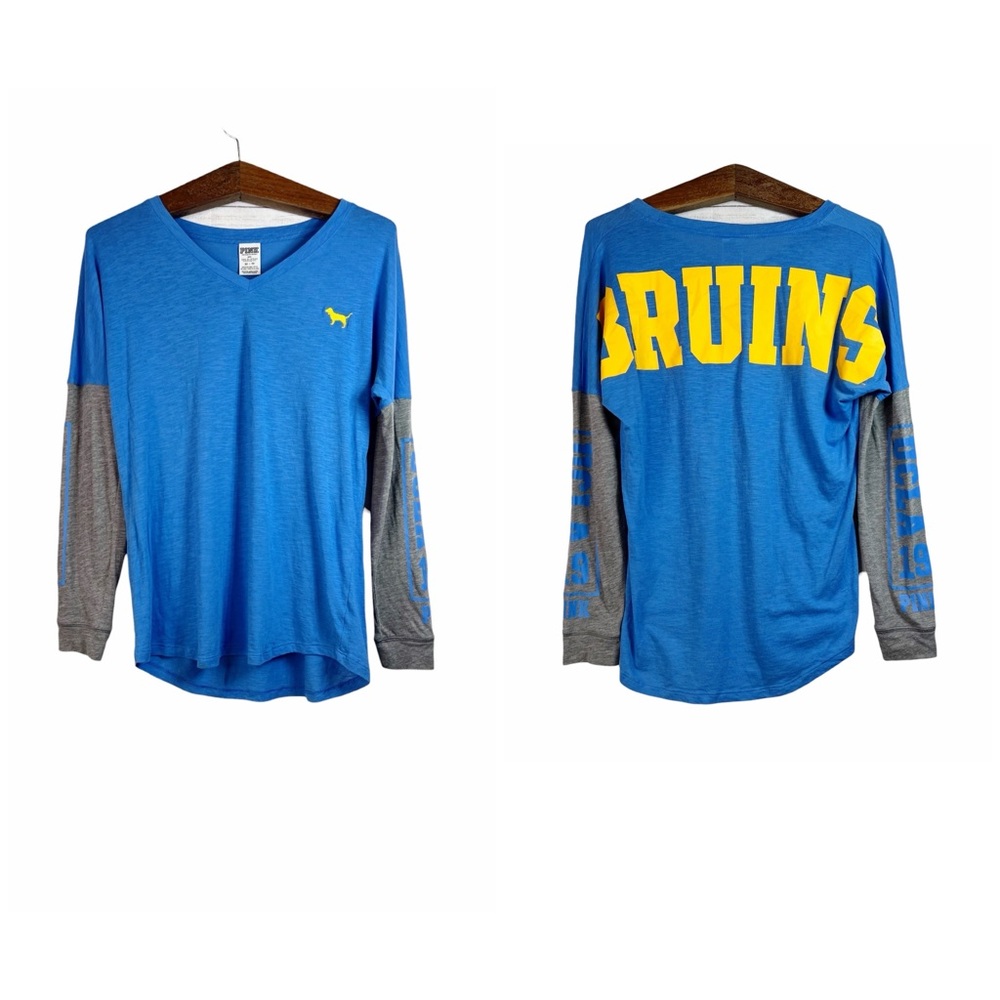 Victoria's Secret Pink UCLA Bruins Long Sleeve T-Shirt Size XS Blue Yellow